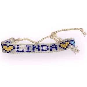 White Beaded Name Linda Bracelet​